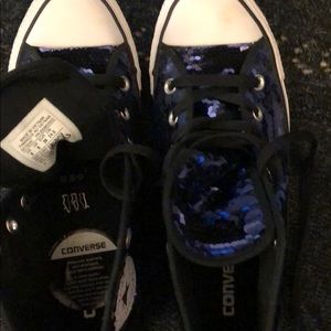 Blue sequin Converse hi-tops